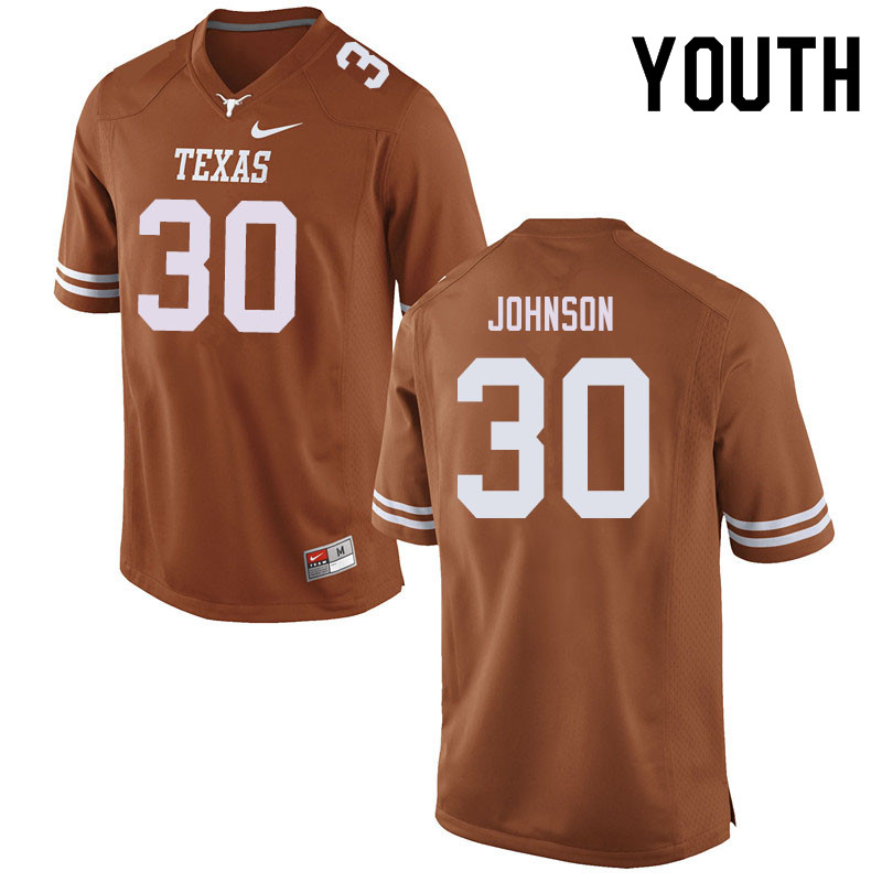 Youth #30 Caleb Johnson Texas Longhorns College Football Jerseys Sale-Orange